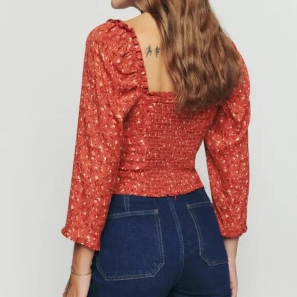 Reformation Red Floral Blouse - Picture 2 of 9